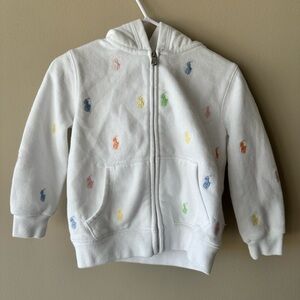 Kids White Hoodie with Multicolor Embroidery size 24M